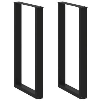 ARDEBO.de - Bartischbeine U-Form 2 Stk. Schwarz 60x(100-101) cm Stahl