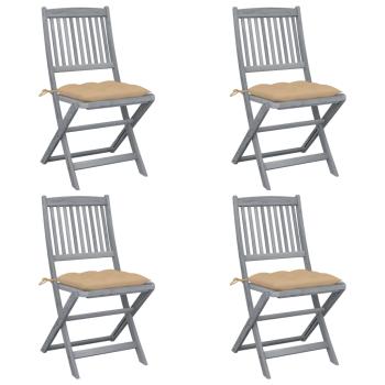 ARDEBO.de - Klappbare Gartenstühle 4 Stk. mit Kissen Massivholz Akazie