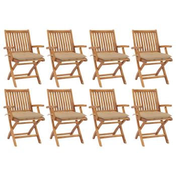 ARDEBO.de - Klappbare Gartenstühle mit Kissen 8 Stk. Massivholz Teak