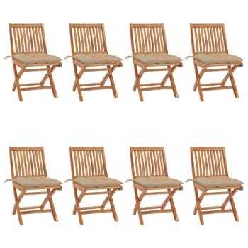 ARDEBO.de - Klappbare Gartenstühle mit Kissen 8 Stk. Massivholz Teak
