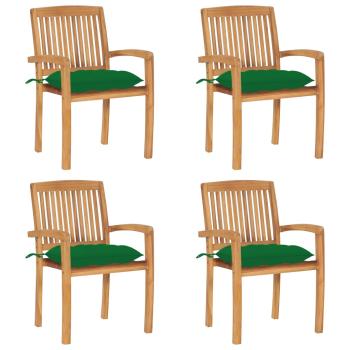ARDEBO.de - Stapelbare Gartenstühle mit Kissen 4 Stk. Massivholz Teak