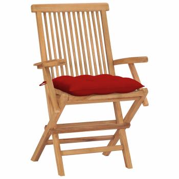 Klappst?hle mit roten Kissen, 4 St?ck, Massivholz Teakholz