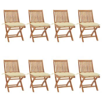 ARDEBO.de - Klappbare Gartenstühle mit Kissen 8 Stk. Massivholz Teak