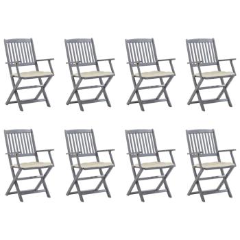 ARDEBO.de - Klappbare Gartenstühle 8 Stk. mit Kissen Massivholz Akazie