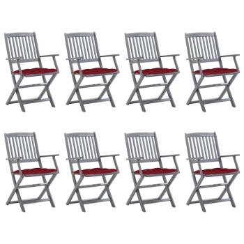 ARDEBO.de - Klappbare Gartenstühle 8 Stk. mit Kissen Massivholz Akazie