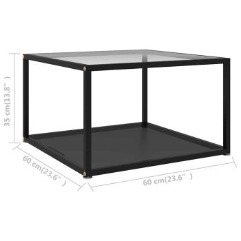 Couchtisch Transparent und Schwarz 60x60x35 cm Hartglas