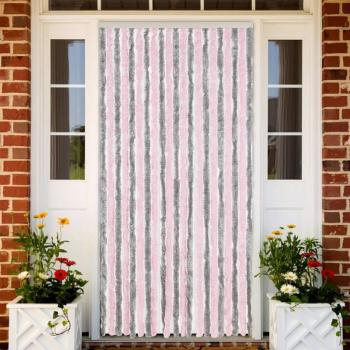 ARDEBO.de - Fliegenvorhang Silbergrau und Rosa 90x200 cm Chenille