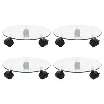 ARDEBO.de - Pflanzenroller 4 Stk. 28 cm Hartglas Rund