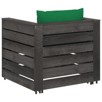 2-tlg. Garten-Lounge-Set mit Kissen Grau Imprägniertes Holz