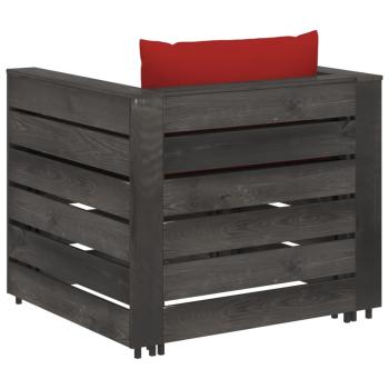 2-tlg. Garten-Lounge-Set mit Kissen Grau Imprägniertes Holz