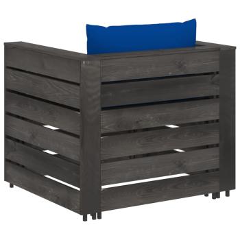 2-tlg. Garten-Lounge-Set mit Kissen Grau Imprägniertes Holz