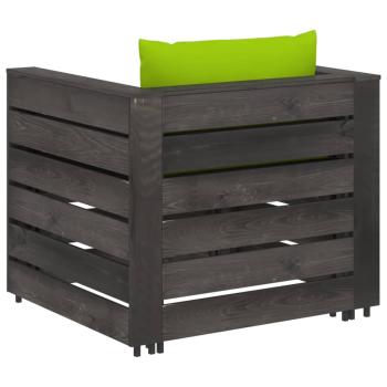 2-tlg. Garten-Lounge-Set mit Kissen Grau Imprägniertes Holz