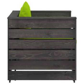 2-tlg. Garten-Lounge-Set mit Kissen Grau Imprägniertes Holz