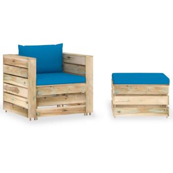 ARDEBO.de - 2-tlg. Garten-Lounge-Set mit Kissen Grün Imprägniertes Holz