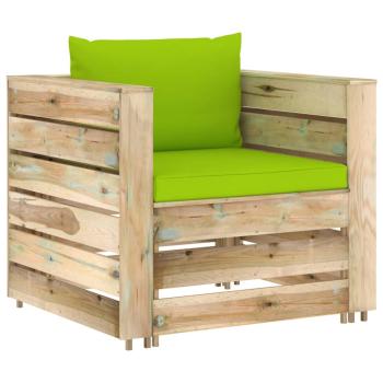 2-tlg. Garten-Lounge-Set mit Kissen Grün Imprägniertes Holz