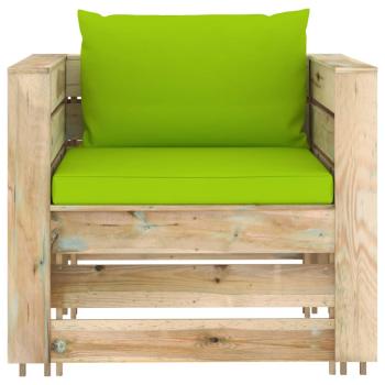 2-tlg. Garten-Lounge-Set mit Kissen Grün Imprägniertes Holz