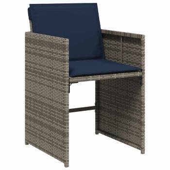 13-teiliges Garten-Ess-Set mit Kissen, grau, Polyrattan