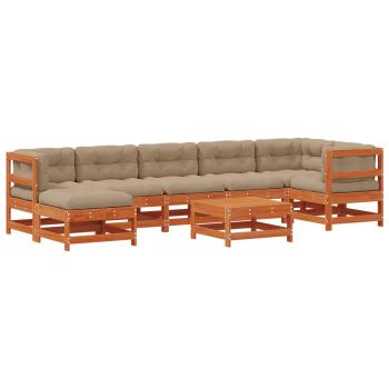 Garten-Lounge-Set 8 Stk. Wachsbraun Massives Kiefernholz