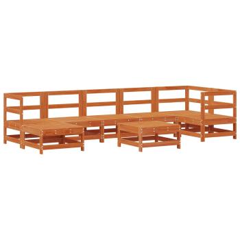Garten-Lounge-Set 8 Stk. Wachsbraun Massives Kiefernholz
