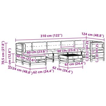 Garten-Lounge-Set 8 Stk. Wachsbraun Massives Kiefernholz