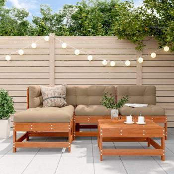 ARDEBO.de - Garten-Lounge-Set 5 Stk. Wachsbraun Massives Kiefernholz
