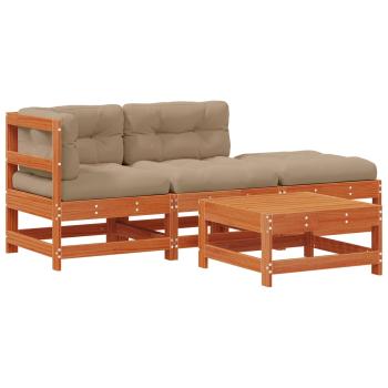 Garten-Lounge-Set 4 stk. Wachsbraun Massives Kiefernholz