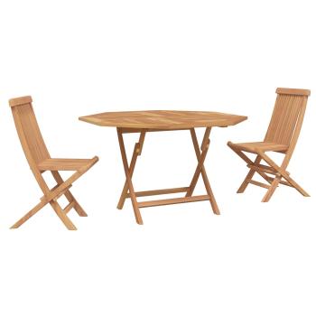 Garten Bistro Set 3 stk. Natur Massivholz Teak