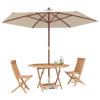 Garten Bistro Set 3 stk. Natur Massivholz Teak