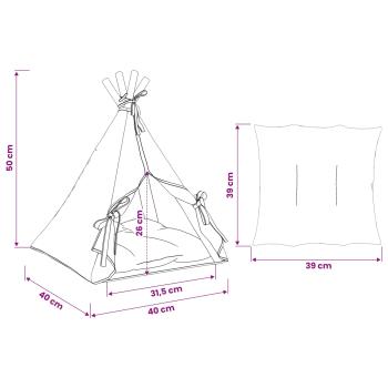 Haustier-Tipi mit Kissen Weiß 40 x 40 x 50 cm Polyester