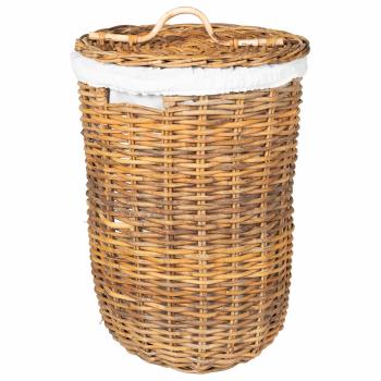 Wäschekorb mit Deckel 2 stk. Naturbraun Kubu Rattan