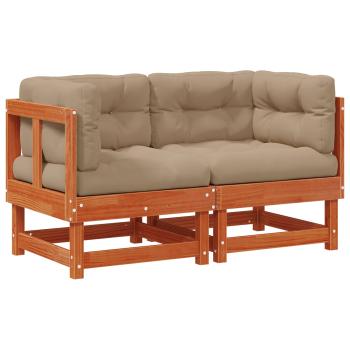 2 Stk. Gartenecksofa Massives Kiefernholz Wachsbraun