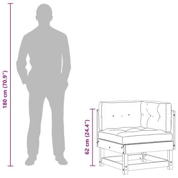 2 Stk. Gartenecksofa Massives Kiefernholz Wachsbraun