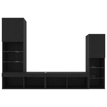 TV-Schränk 4 pcs Schwarz Eichen-Optik Holzwerkstoff