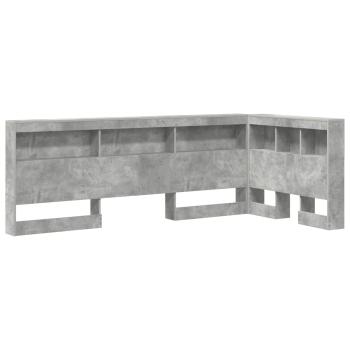 Aufbewahrungskopfteil mit Regal Beton Grau 75 cm Holzwerkstoff