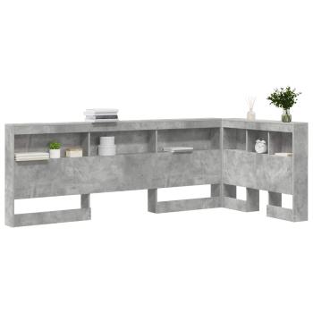 Aufbewahrungskopfteil mit Regal Beton Grau 75 cm Holzwerkstoff