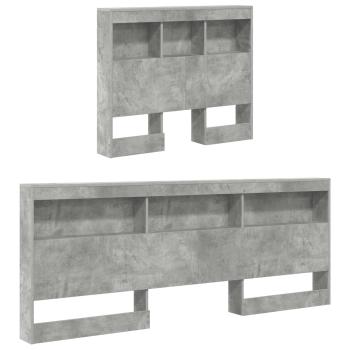 Aufbewahrungskopfteil mit Regal Beton Grau 75 cm Holzwerkstoff