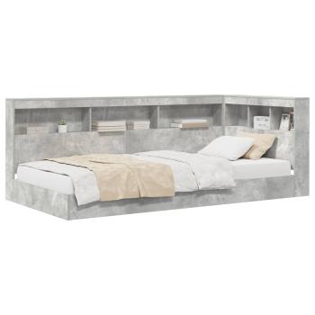 Bücherregal-Bett mit Regal Betongrau 75 x 190 cm Holzwerkstoff