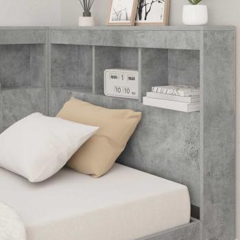 Bücherregal-Bett mit Regal Betongrau 75 x 190 cm Holzwerkstoff