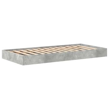 Bücherregal-Bett mit Regal Betongrau 75 x 190 cm Holzwerkstoff