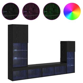TV-Wandger?te 4 stk. Schwarz Eichen-Optik Holzwerkstoff