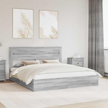 ARDEBO.de - Aufbewahrungsbett Sonoma-Grau 200 x 200 cm Holzwerkstoff