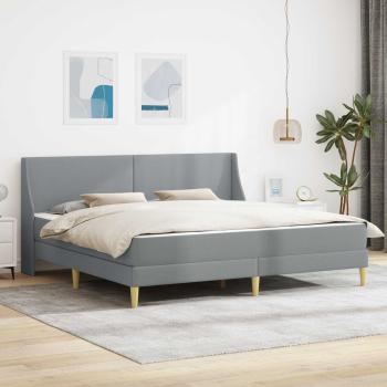 ARDEBO.de - Bettgestell mit Matratze Hellgrau 200 x 200 cm Polyester