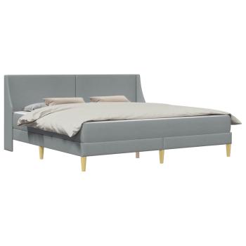 Bettgestell mit Matratze Hellgrau 200 x 200 cm Polyester