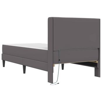 Bettgestell mit Matratze Grau 90 x 190 cm Kunstleder