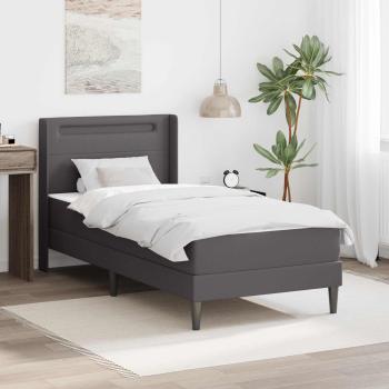 ARDEBO.de - Bettgestell mit Matratze Grau 90 x 200 cm Kunstleder
