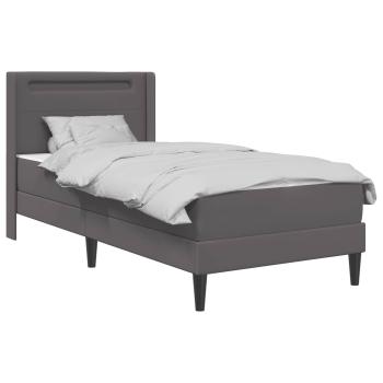 Bettgestell mit Matratze Grau 90 x 200 cm Kunstleder