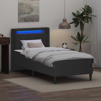Bettgestell mit Matratze Grau 90 x 200 cm Kunstleder