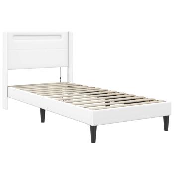 Bettgestell mit Matratze Weiß 90 x 200 cm Kunstleder