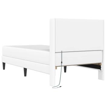 Bettgestell mit Matratze Weiß 90 x 200 cm Kunstleder