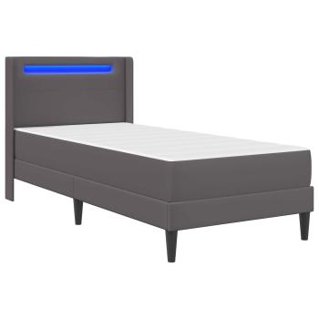 Bettgestell mit Matratze Grau 100 x 200 cm Kunstleder